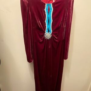 Saloni Jinx C Dress In Azalea Teal Embroidery